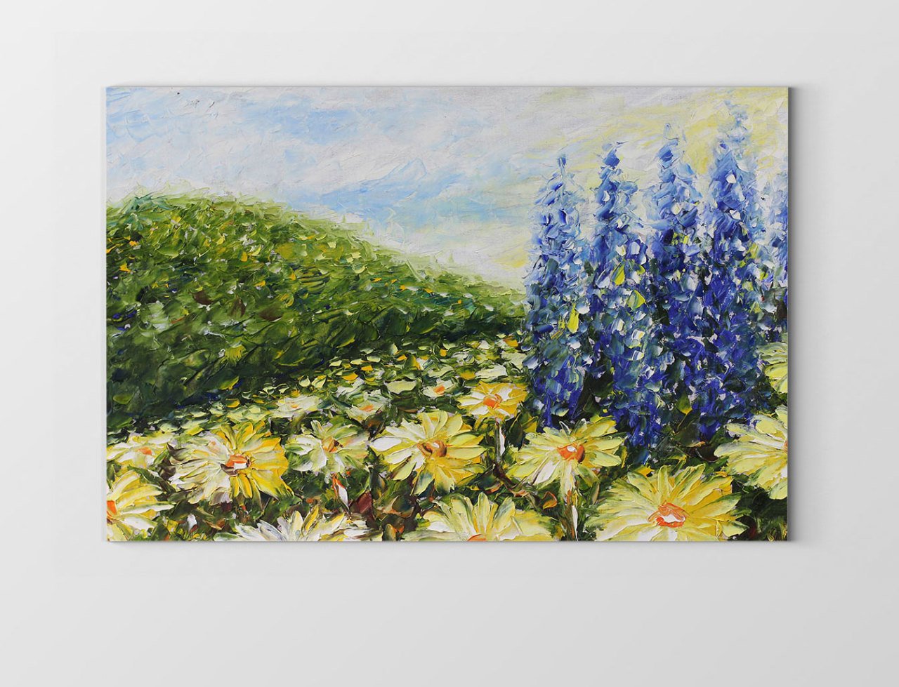 Papatyalar Çiçek Manzara Tablosu Çerçevesiz - 50x70