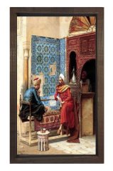 Kahvehane Tablosu Kahverengi Ahşap Çerçeve - 50x90