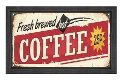 Coffee Reklam Afişi Tablosu Siyah Ahşap - 100x200