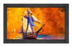 Gemi Yağlıboya Reprödiksiyon Tablosu Siyah Ahşap Çerçeve - 70x100