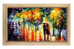 Yağmurda Yürüyen Çift Tablosu Naturel Ahşap - 100x200