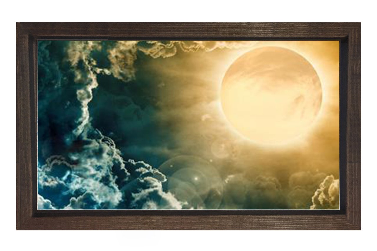 Ay Işığı Ve Gökyüzü Tablosu Kahverengi Ahşap Çerçeve - 40x60