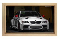 Beyaz BMW Tablosu Naturel Ahşap Çerçeve - 45x30