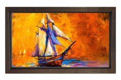 Gemi Yağlıboya Reprödiksiyon Tablosu Kahverengi Ahşap Çerçeve - 100x200