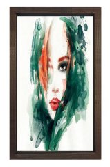 Kadın Yüzü Tablosu Kahverengi Ahşap Çerçeve - 40x60