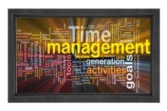 Time Management =Zaman Yönetimi Tablosu Siyah Ahşap Çerçeve - 50x70