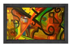 Soyut Reprodüksiyon Tablosu Siyah Ahşap - 50x70