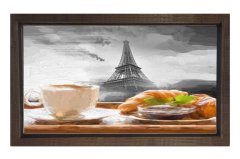 Eiffel Kulesi  Vektörel Tablosu Kahverengi Ahşap Çerçeve - 50x90