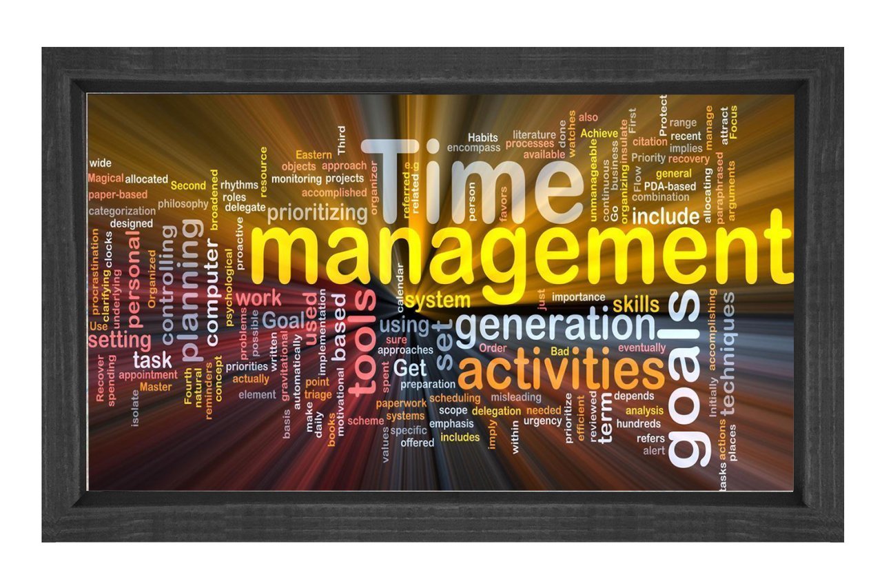 Time Management =Zaman Yönetimi Tablosu Siyah Ahşap Çerçeve - 50x90