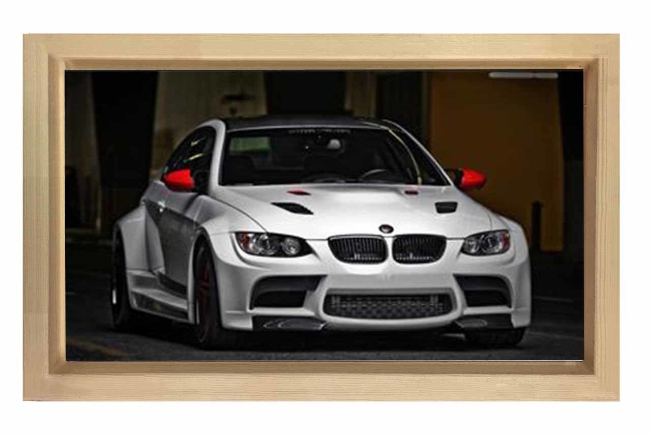 Beyaz BMW Tablosu Naturel Ahşap Çerçeve - 50x90
