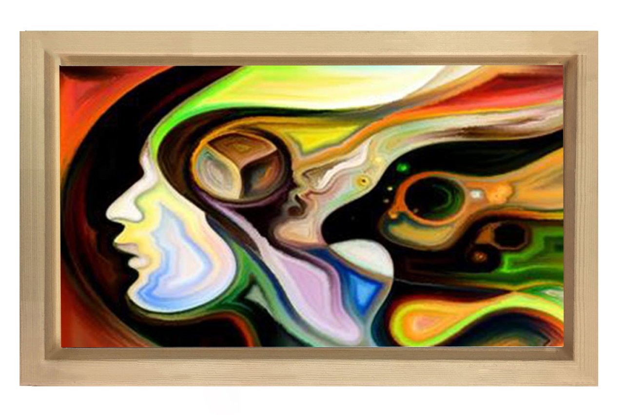 Soyut Reprodüksiyon Tablosu Naturel Ahşap - 50x70
