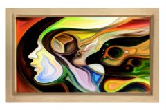 Soyut Reprodüksiyon Tablosu Naturel Ahşap - 50x70