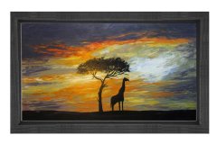Zürafa Tablosu Siyah Ahşap Çerçeve - 100x150