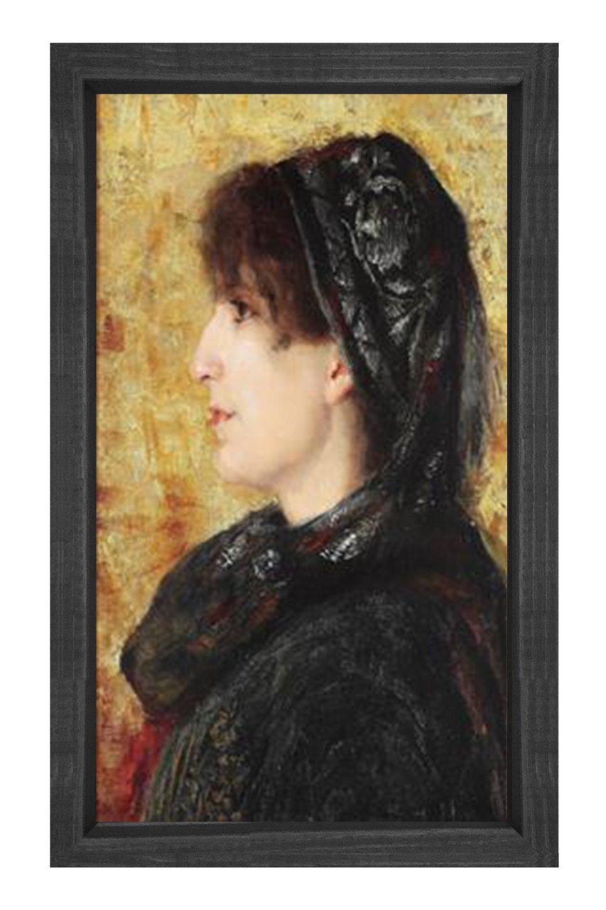 Naile Hanım Portresi Tablosu Siyah Ahşap Çerçeve - 40x60