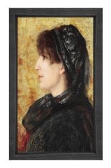 Naile Hanım Portresi Tablosu Siyah Ahşap Çerçeve - 40x60