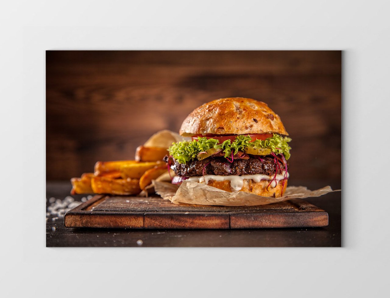 Hamburger ve Patatesler Tablosu Çerçevesiz - 100x200