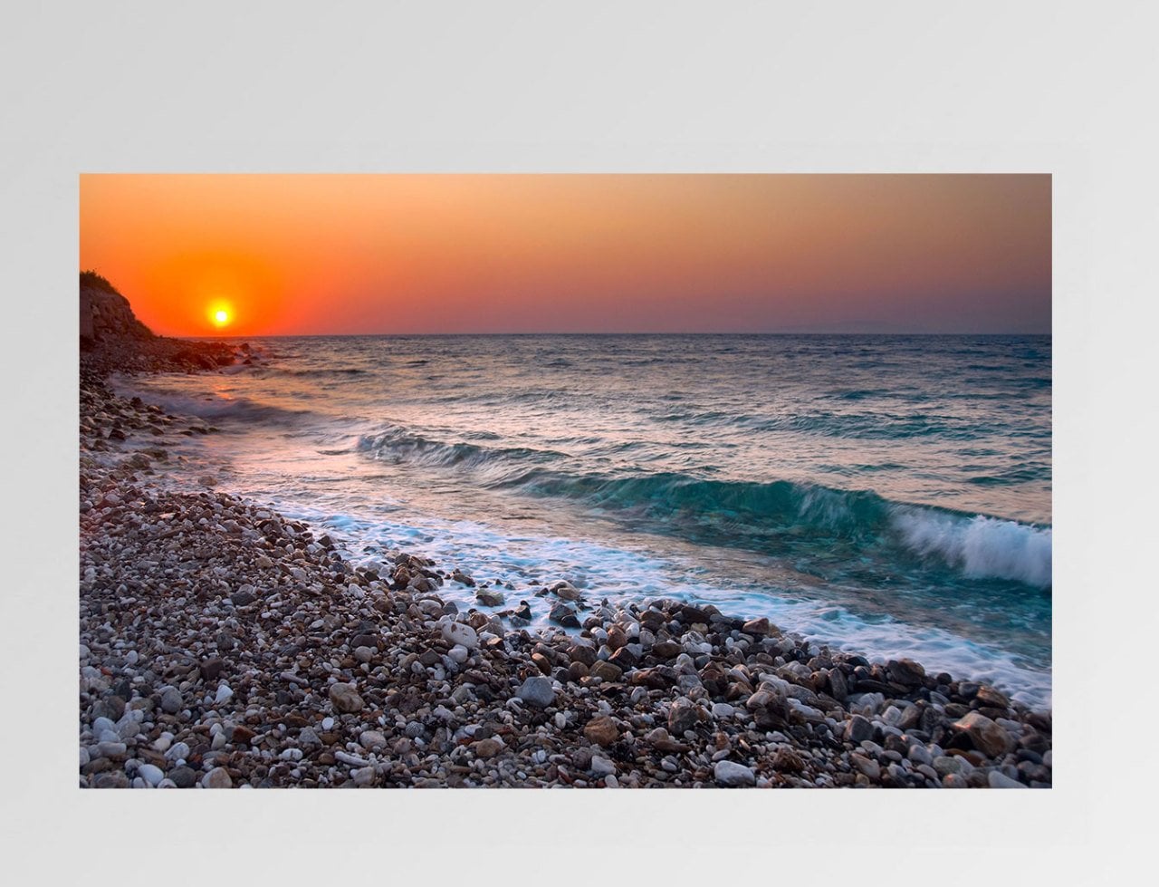 Güneş Batımı Ve Deniz  Tablosu Çerçevesiz - 100x150
