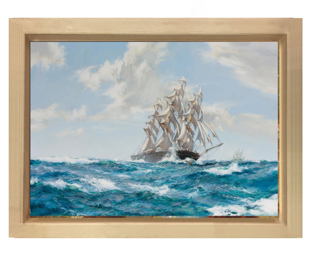 Montague Dawson-Gemi Tablosu Naturel Ahşap Çerçeve - 45x30