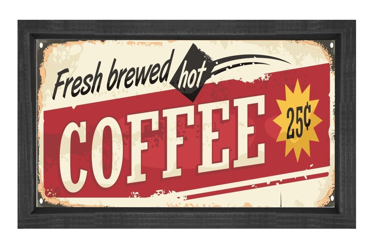 Coffee Reklam Afişi Tablosu Siyah Ahşap - 70x100
