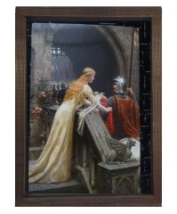 Şovalye ve Prenses tablosu Kahverengi Ahşap Çerçeve - 100x150