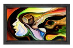 Soyut Reprodüksiyon Tablosu Siyah Ahşap - 100x150