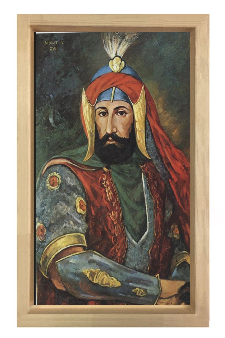 Sultan 4. Murat Tablosu Naturel Ahşap Çerçeve - 50x70