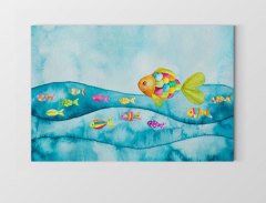 Renkli Balıklar Tablosu Çerçevesiz - 100x200