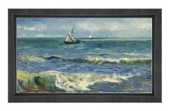 Les Saintes-Maries Manzarası Tablosu Siyah Ahşap Çerçeve - 50x70