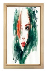Kadın Yüzü Tablosu Naturel Ahşap Çerçeve - 100x150