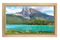 Muhtesem Göl Ve Dağ Tablosu Naturel Ahşap Çerçeve - 50x70