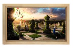 Satranç Bahçesi Tablosu Naturel Ahşap Çerçeve - 100x150