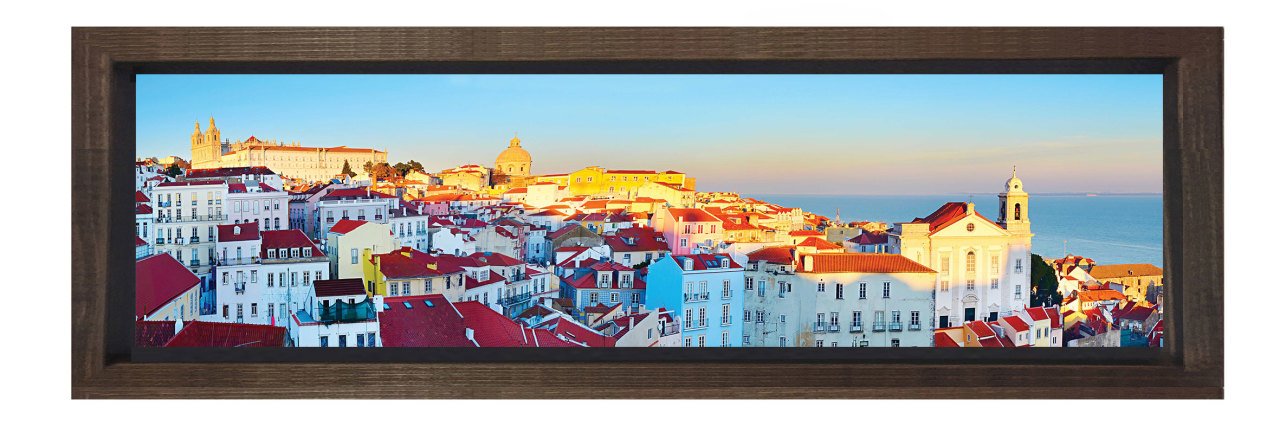 Deniz Manzarası Tablosu Kahverengi Ahşap Çerçeve - 150x50