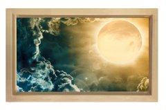 Ay Işığı Ve Gökyüzü Tablosu Naturel Ahşap Çerçeve - 40x60