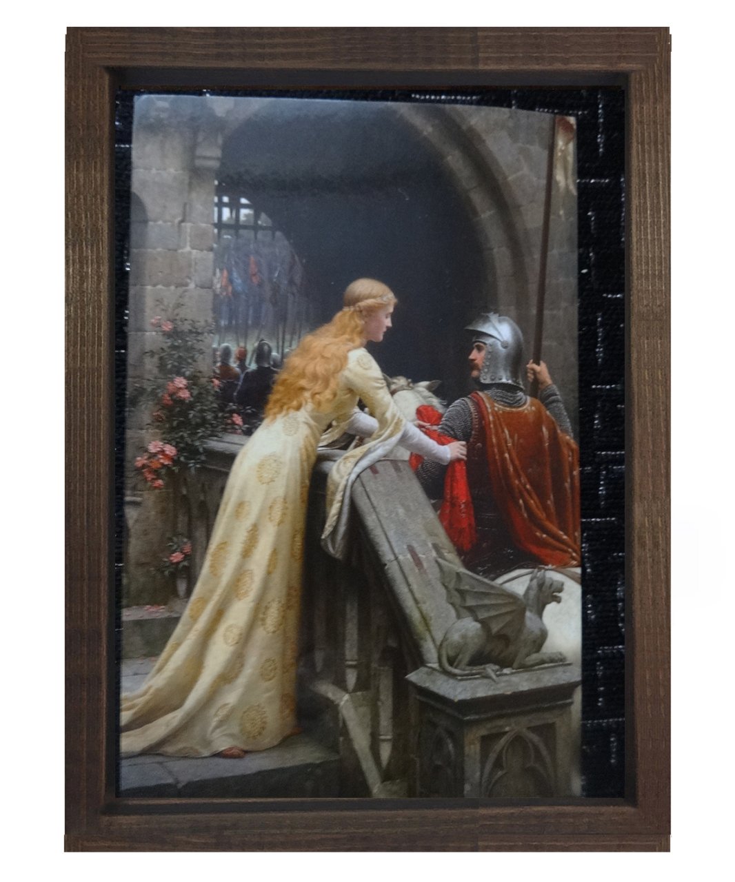 Şovalye ve Prenses tablosu Kahverengi Ahşap Çerçeve - 45x30
