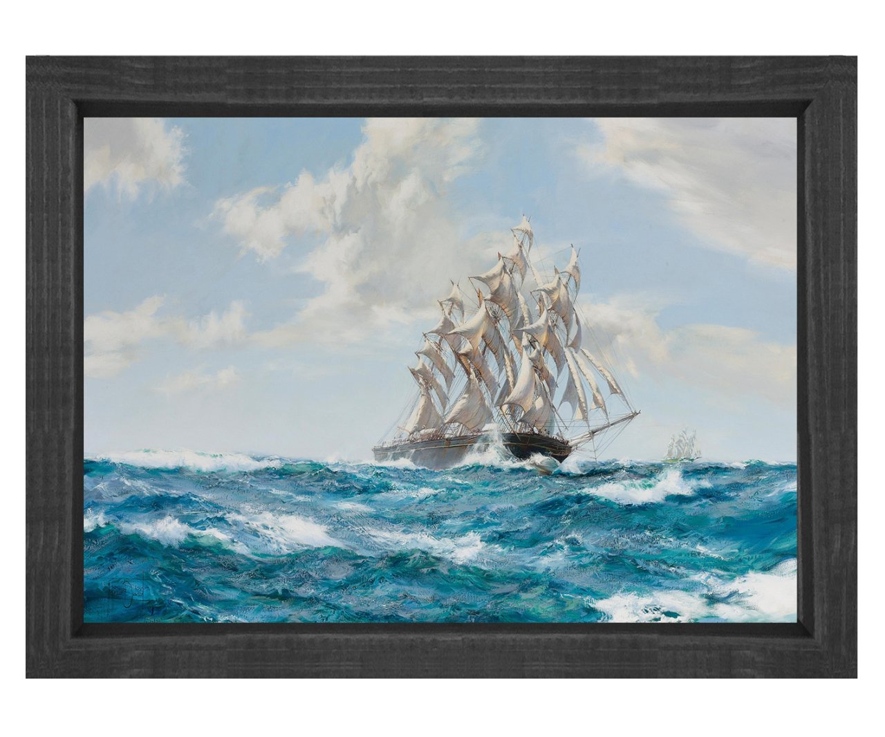 Montague Dawson-Gemi Tablosu Siyah Ahşap Çerçeve - 100x150