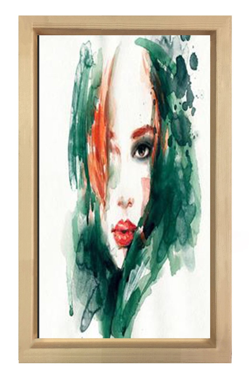 Kadın Yüzü Tablosu Naturel Ahşap Çerçeve - 40x60