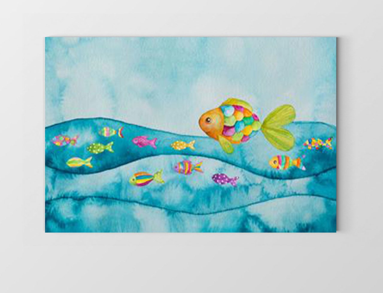 Renkli Balıklar Tablosu Çerçevesiz - 50x70