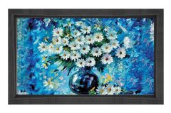 Papatyalı Nature Morte Tablosu Siyah Ahşap - 45x30