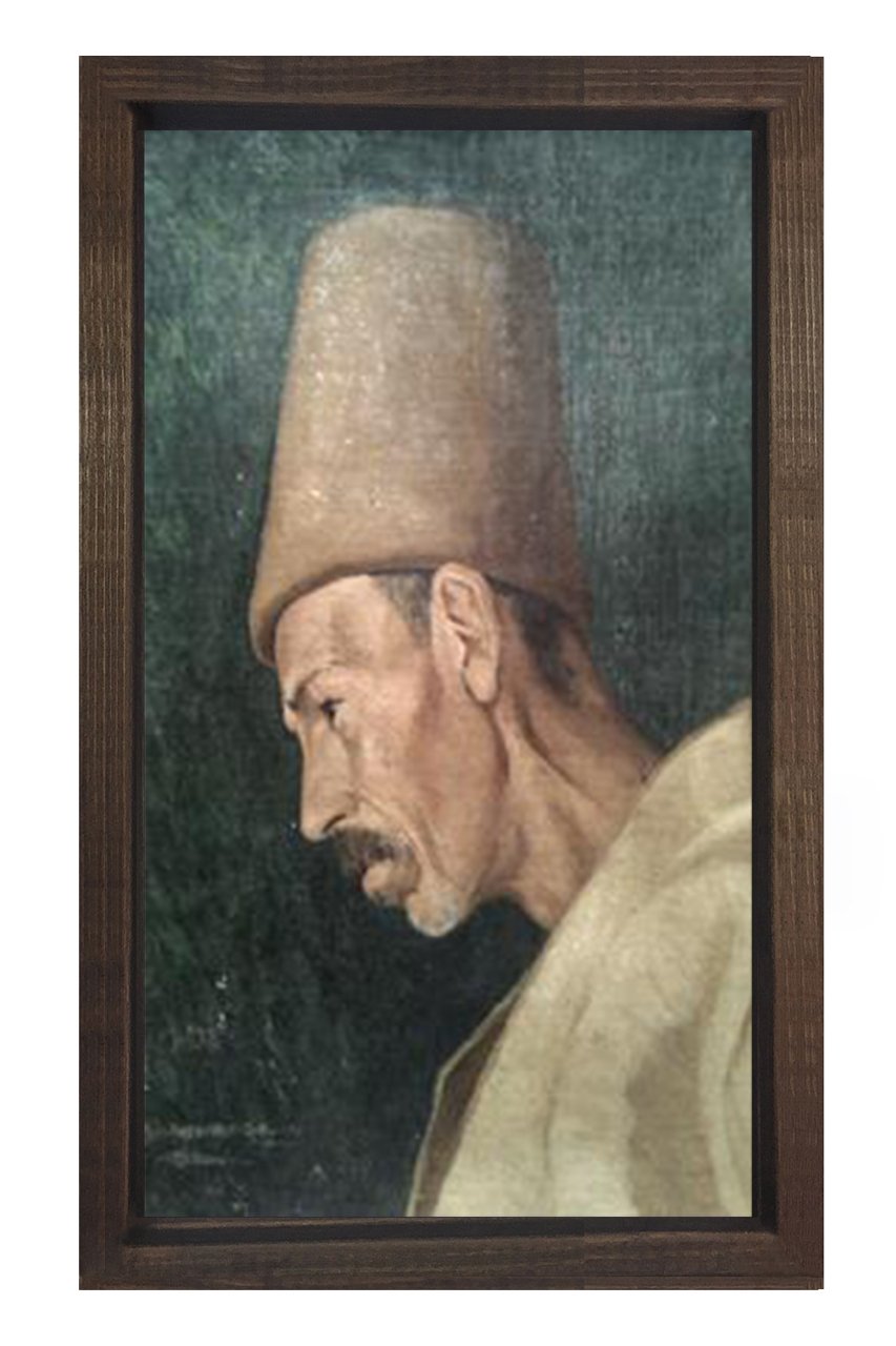 Kökenoğlu Rıza Efendi Tablosu Kahverengi Ahşap Çerçeve - 40x60