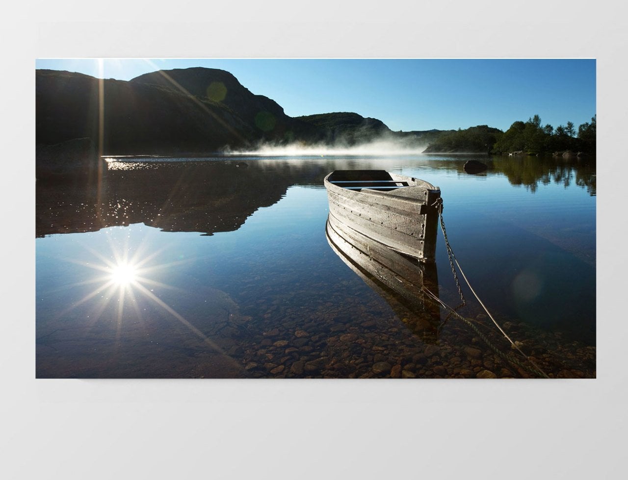 Göl Ve Kayık Manzara Tablosu Çerçevesiz - 40x60