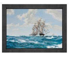 Montague Dawson-Gemi Tablosu Siyah Ahşap Çerçeve - 45x30