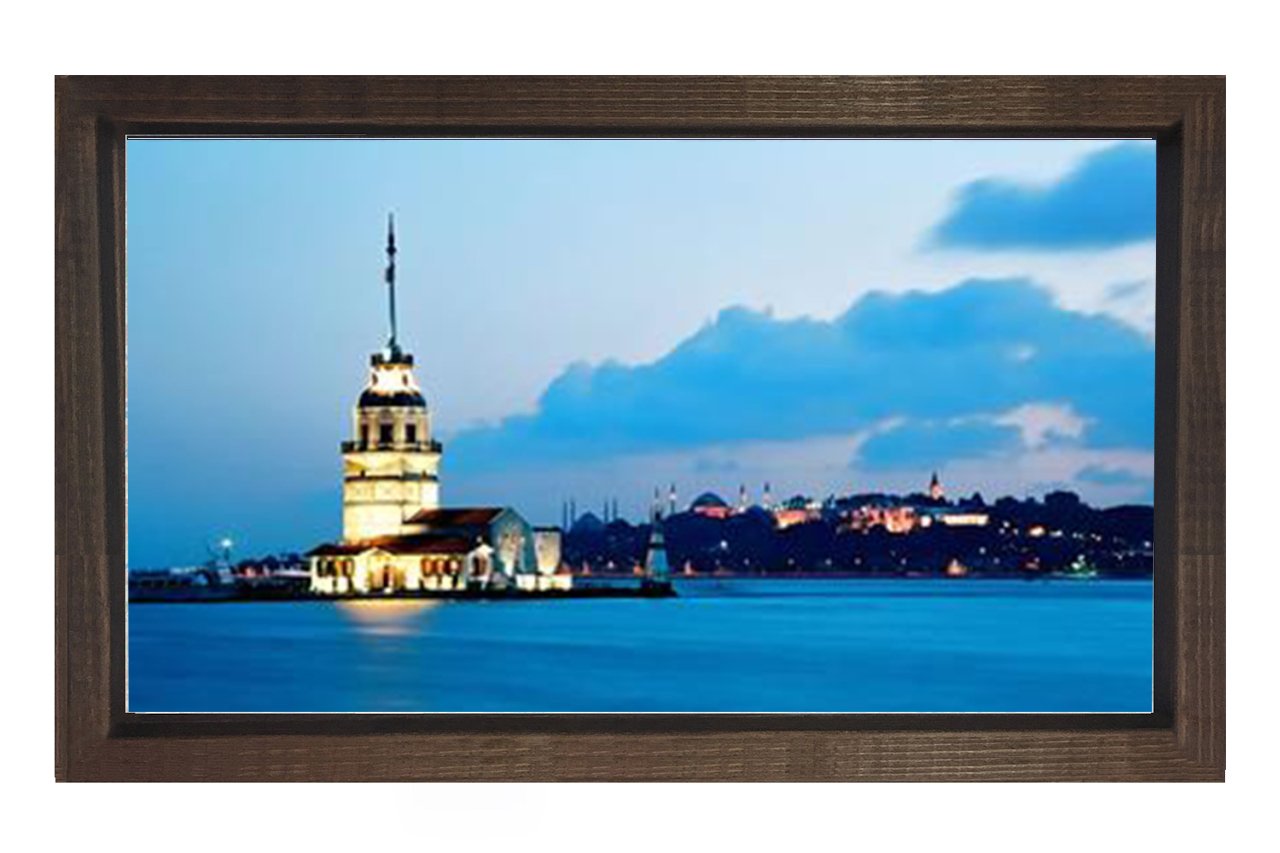 Kız Kulesi Tablosu Kahverengi Ahşap Çerçeve - 100x200