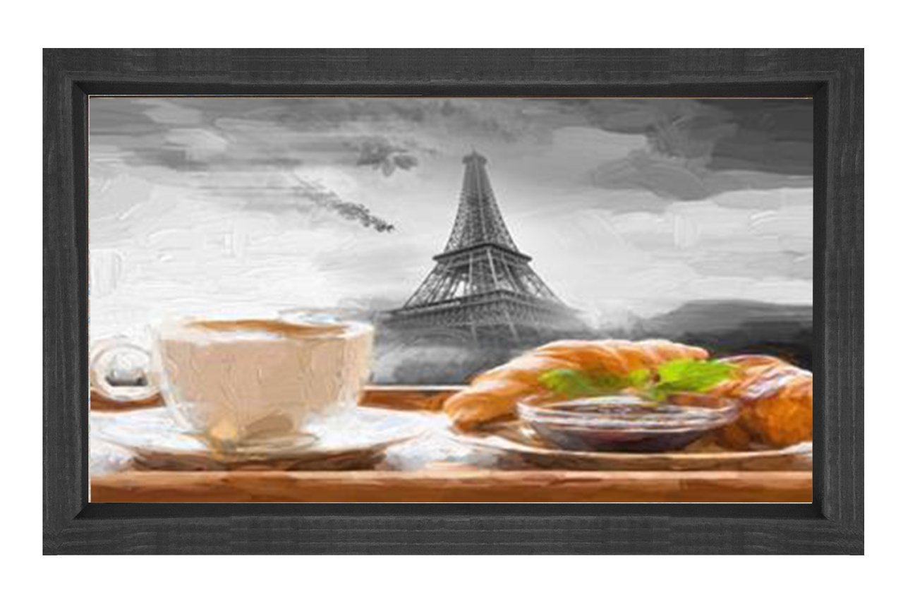 Eiffel Kulesi  Vektörel Tablosu Siyah Ahşap Çerçeve - 100x150
