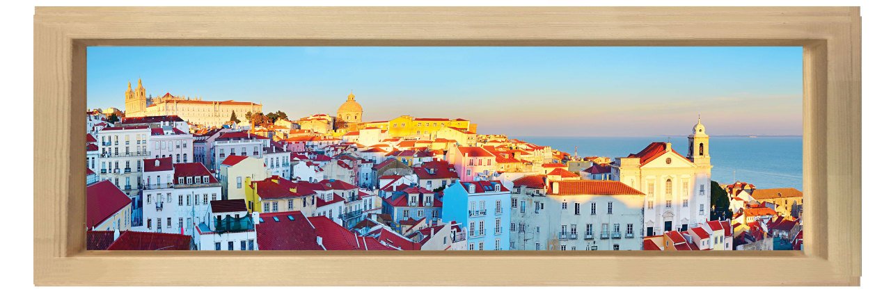 Deniz Manzarası Tablosu Naturel Ahşap Çerçeve - 120x40