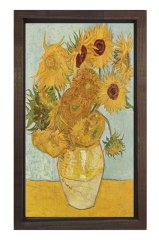 Ayçiçekleri Tablosu Kahverengi Ahşap Çerçeve - 45x30