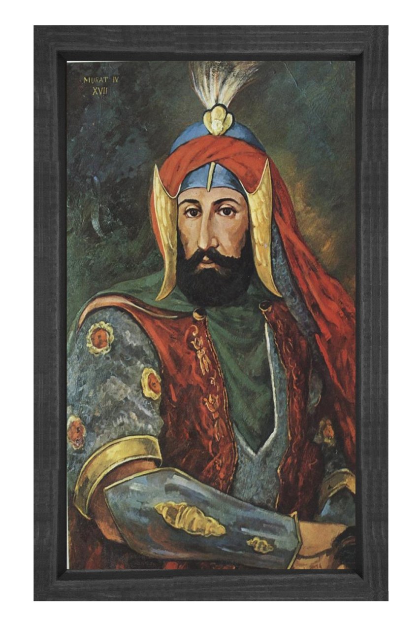 Sultan 4. Murat Tablosu Siyah Ahşap Çerçeve - 50x70
