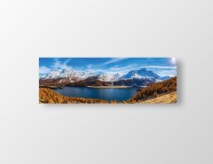 Dağ Manzarası Ve Su Kıyısı Tablosu Çerçevesiz - 180x60