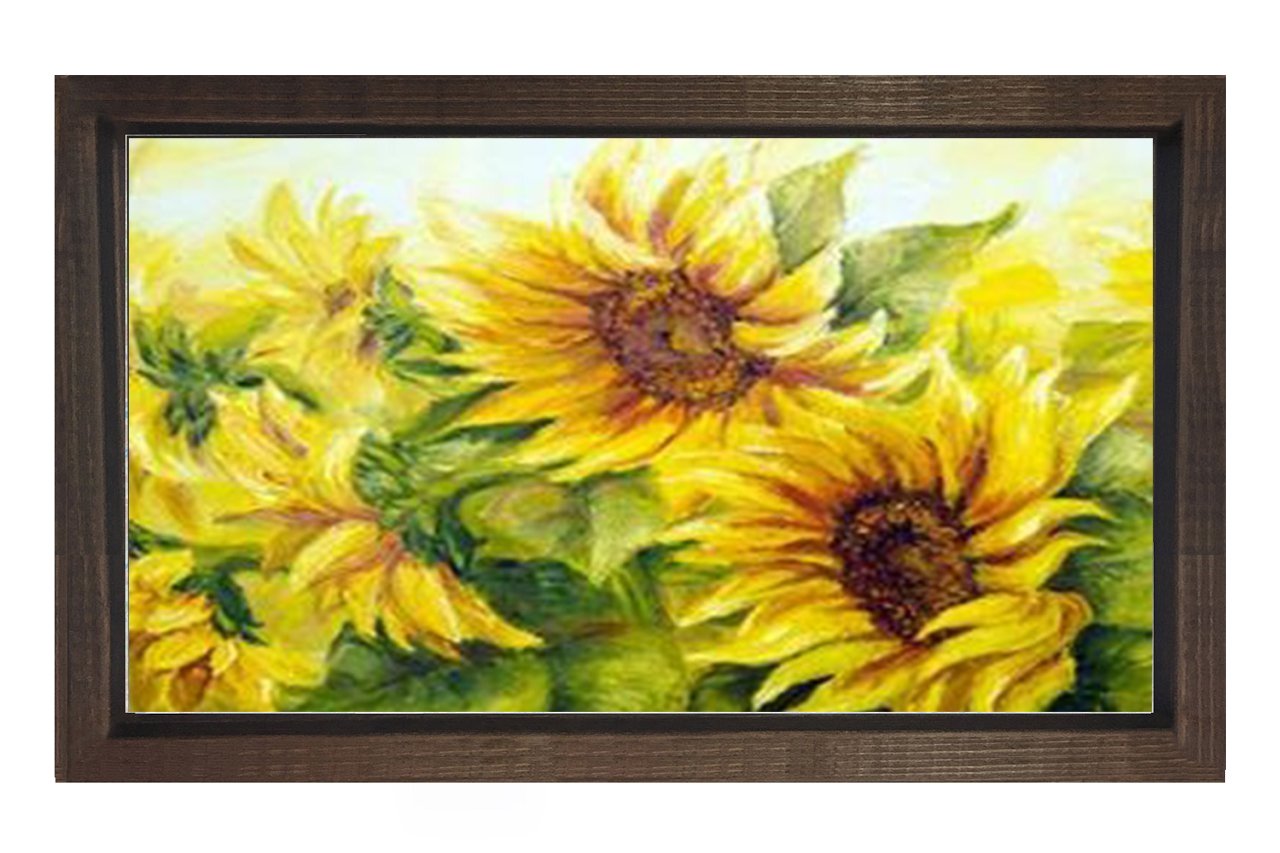 Ay Çiçekleri Reprödiksiyon Tablosu Kahverengi Ahşap Çerçeve - 100x150