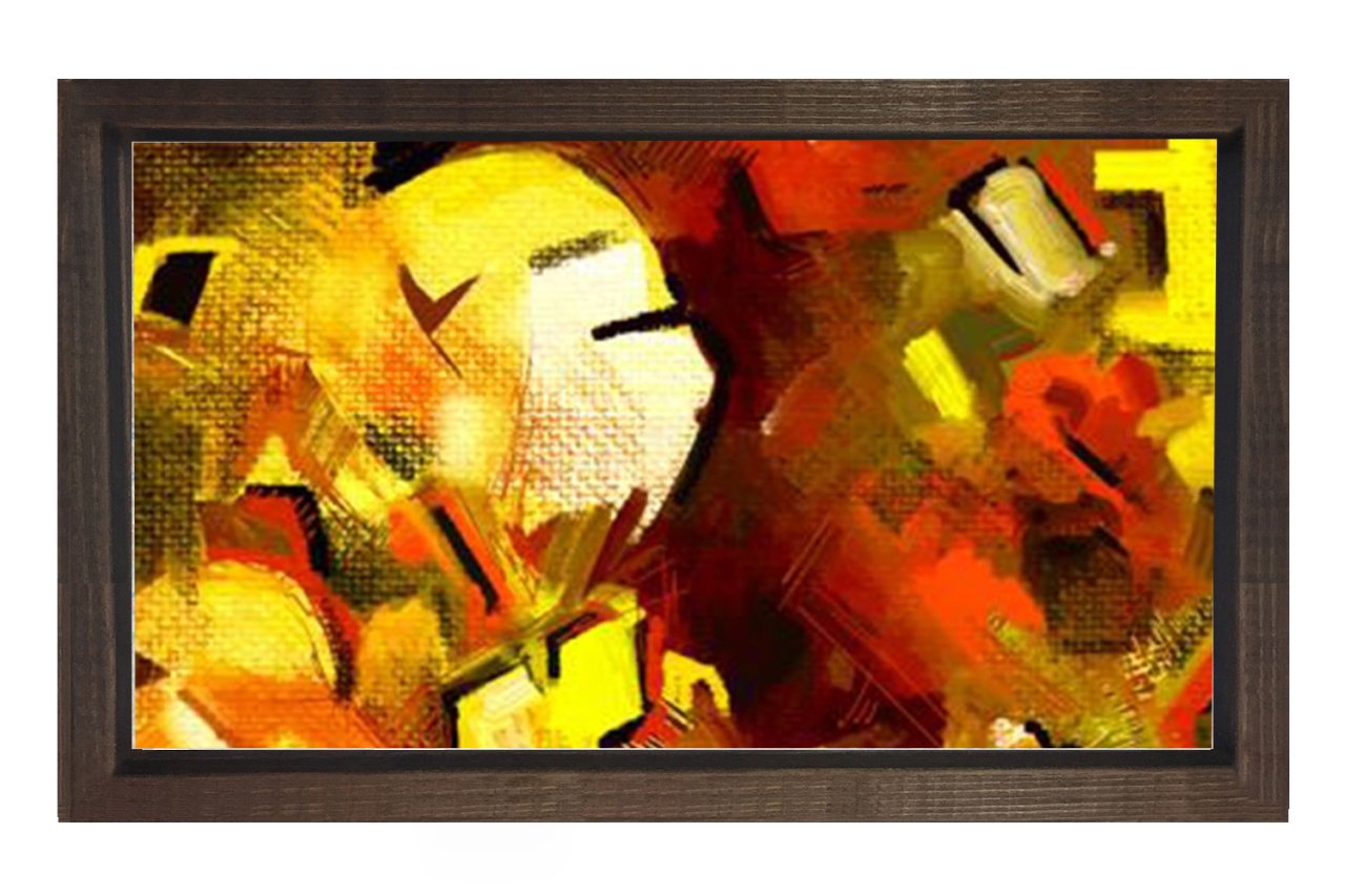 Soyut Yüz Tablosu Kahverengi Ahşap Çerçeve - 100x200