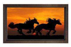 Gün Batımı Atları Tablosu Kahverengi Ahşap - 45x30